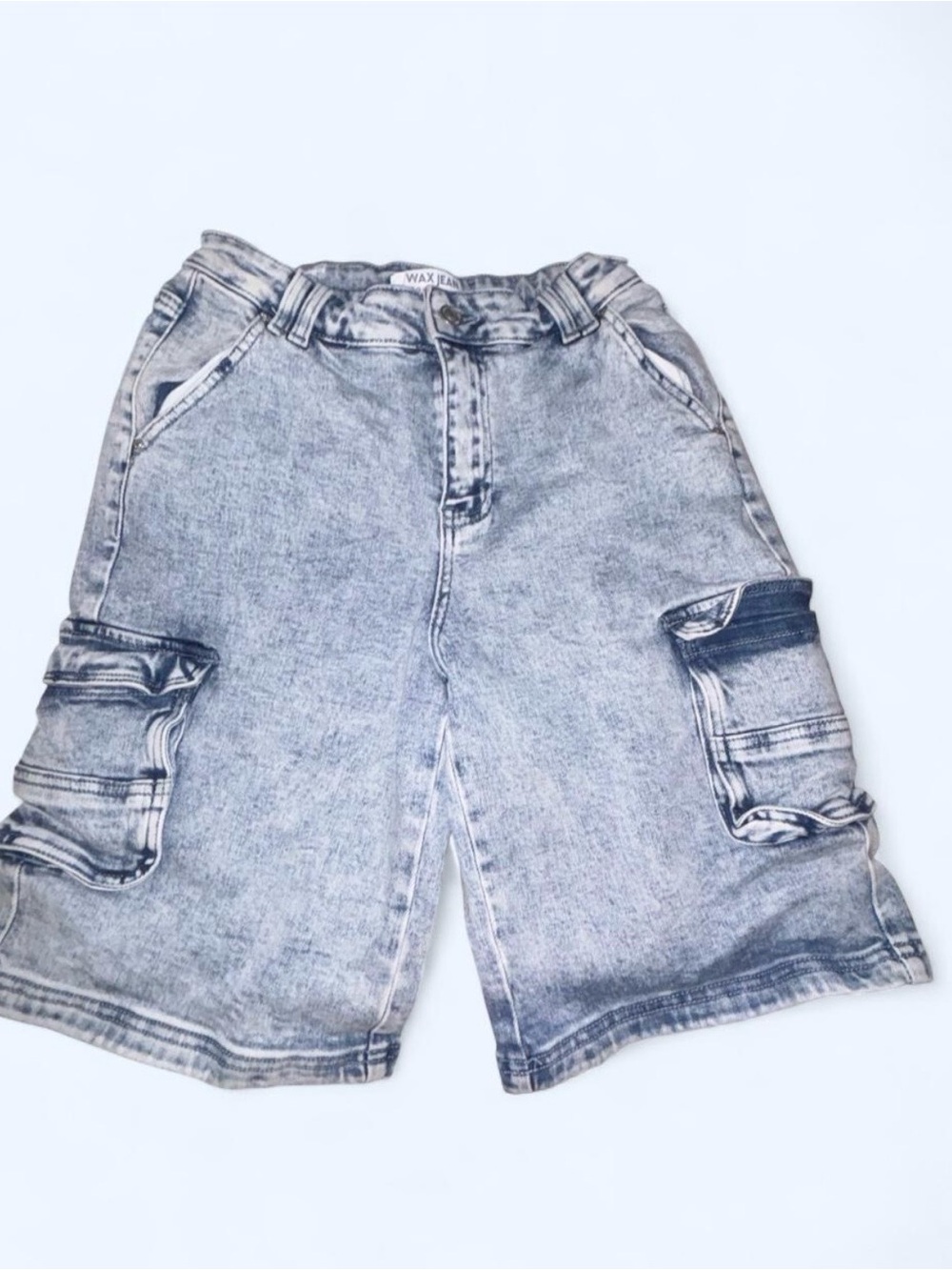 Wax Jean Gray Washed Cargo Jean Shorts